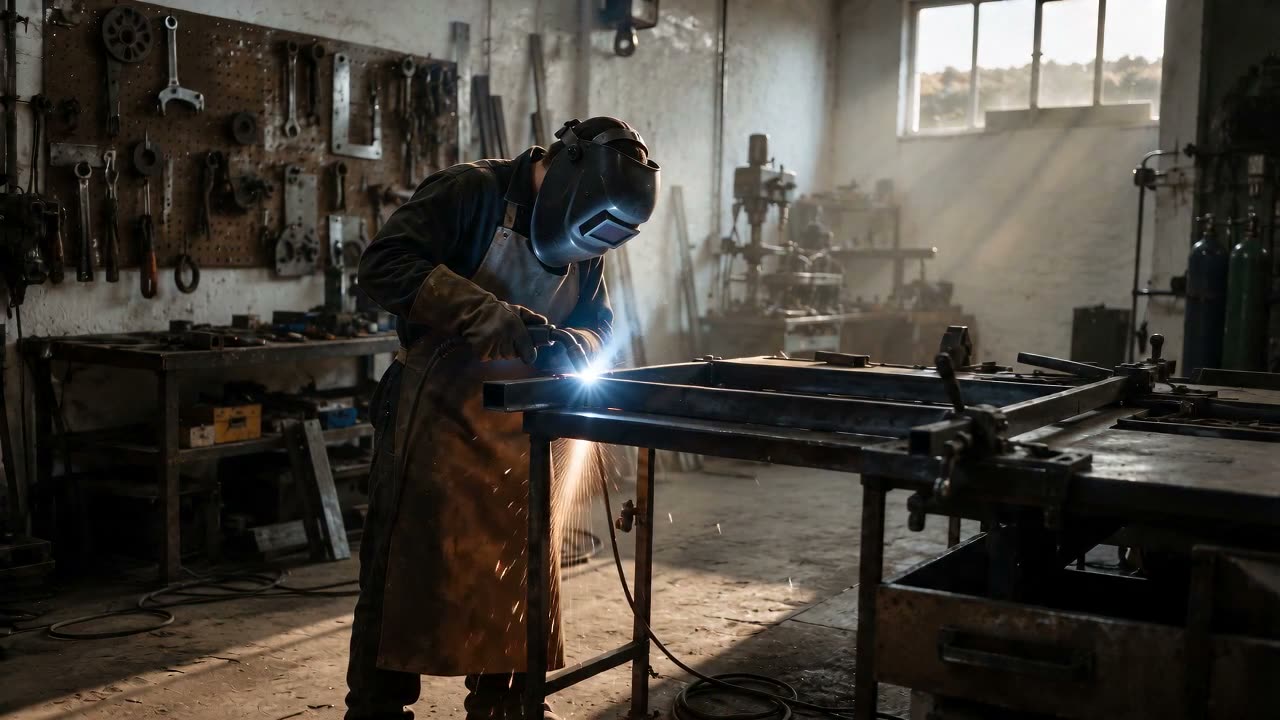 Geste de soudure en atelier
